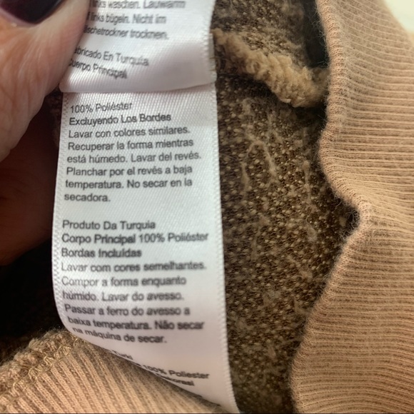 Topshop Quarter Zip Fleece Teddy Sweatshirt In Tan Pullover Jacket  Size 12 - Picture 5 of 7